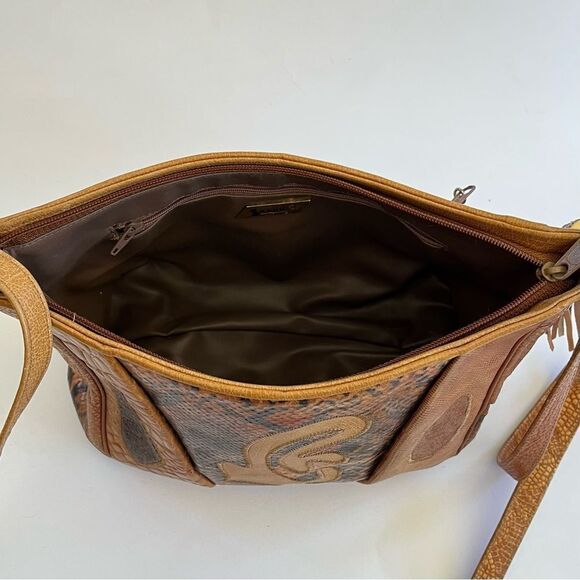 Sharif Patchwork Exotic Crossbody Vintage 80s Reptile Snakeskin Bag Made in USA - Picture 8 of 10